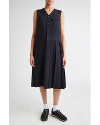 Comme des Garçons - Pleated Wool Gabardine Midi Dress - Lyst