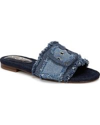 Sam Edelman - Bambi Fray Denim Buckle Slide Sandal - Lyst