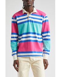 Drake's - Stripe Long Sleeve Rugby Shirt - Lyst