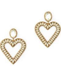 Deepa Gurnani - Calluna Crystal & Beaded Heart Drop Earrings - Lyst