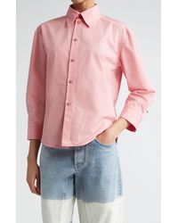 Jil Sander - Crop Cotton Poplin Button-up Shirt - Lyst