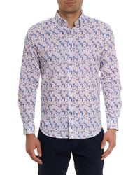 Robert Graham - Cocktail Tailored Fit Print Linen & Cotton Button-up Shirt - Lyst