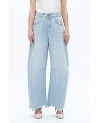 Bayeas - Frayed Super High Waist Barrel Jeans - Lyst