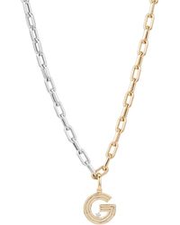 Adina Reyter - Two-tone Diamond Initial Pendant Paperclip Chain Necklace - Lyst