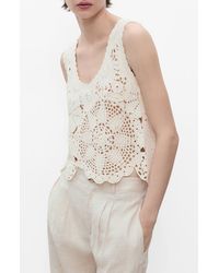 Mango - Floral Crochet Top - Lyst
