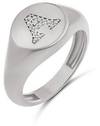 SHYMI - Pavé Signet Initial Ring - Lyst