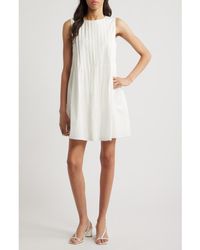 Charles Henry - Pleated Sleeveless Cotton Minidress - Lyst