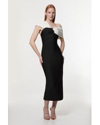Karen Millen - Asymmetric Strap Knit Midi Dress - Lyst