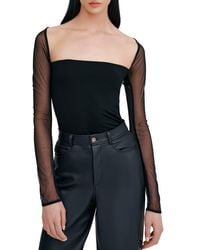 MARCELLA - Lucia Long Sleeve Mesh & Jersey Top - Lyst