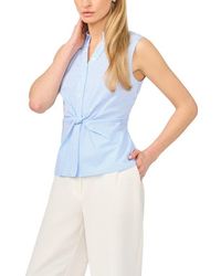 Halogen® - Twist Front Sleeveless Button-Up Shirt - Lyst