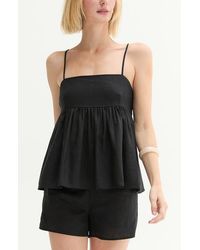 Crescent - Tie Back Babydoll Linen Blend Top - Lyst