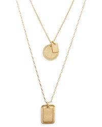Madewell Etched Coin Necklace Set - Metallic