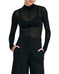MARCELLA - Alicia Sheer Mock Neck Knit Top - Lyst