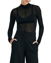 MARCELLA - Alicia Sheer Mock Neck Knit Top - Lyst