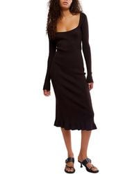 navy blue dress for baby girl Free People Mindy Open Back Midi Sweater Dress