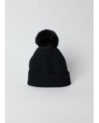 Hat Attack - Classic Cashmere Slouch Hat With Faux Fur Pom - Lyst