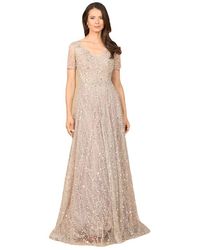 LARA New York - Short Sleeve V-Neck Beaded Ballgown - Lyst