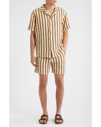 Oas - Stripe Waffle Knit Camp Shirt - Lyst
