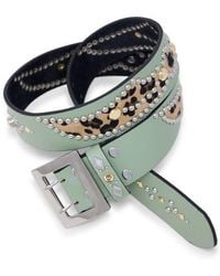 MNML - Leopard Stud Leather Belt - Lyst