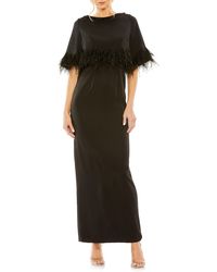 Mac Duggal - Embellished Neck Feather Trim Cocktail Dress - Lyst