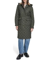 Levi's - Diamond Quilted Hooded Long Coat - Lyst