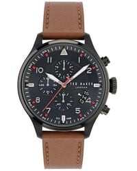 Ted Baker - Fulmaar Chronograph Leather Strap Watch, 44Mm - Lyst