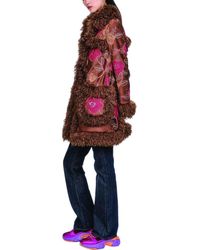 Anna Sui - Poiret Rose Embroidered Faux Suede Faux Fur Trim Coat - Lyst