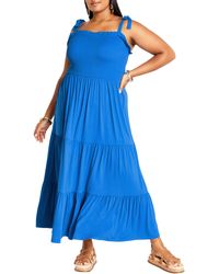 City Chic - Miley Smocked Tiered Maxi Sundress - Lyst