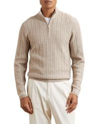 Reiss - Tuscano Cable Quarter Zip Sweater - Lyst
