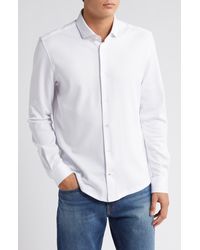 Stone Rose - Solid Performance Piqué Button-up Shirt - Lyst
