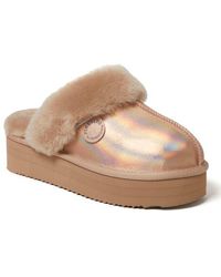 Dearfoams - Fireside Melton Genuine Shearling Platform Scuff Slipper - Lyst