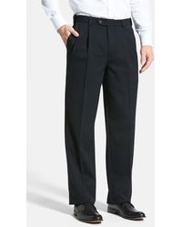 Berle - Self Sizer Waist Pleated Classic Fit Wool Gabardine Dress Pants - Lyst