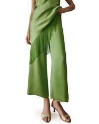 Mango - Satin Ankle Wide Leg Pants - Lyst