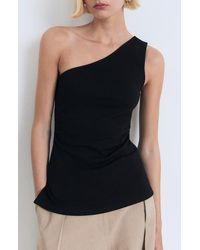 Mango - Ruched One-Shoulder Top - Lyst