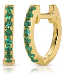 EF Collection - Diamond & Emerald Reversible Huggie Hoop Earrings - Lyst