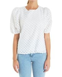 English Factory - Textured Puff Sleeve Top - Lyst