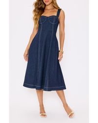 Vici Collection - Rey Bustier Bodice Denim Midi Dress - Lyst