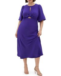 City Chic - Ines Twist Front Puff Sleeve Maxi Dress - Lyst