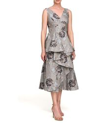 Kay Unger - Elsie Metallic Floral Jacquard Ruffle Dress - Lyst