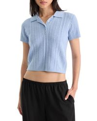GOOD AMERICAN - The Micro Cable Merino Wool Polo - Lyst