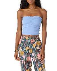 O'neill Sportswear - Dedra Smocked Ruffle Strapless Crop Top - Lyst