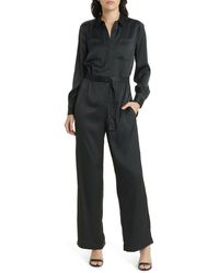 French Connection - Enid Long Sleeve Satin Jumpsuit - Lyst