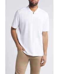 Johnston & Murphy - Quarter Zip Jacquard Pima Cotton Blend Knit Polo - Lyst