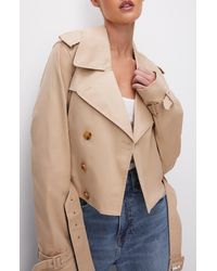 GOOD AMERICAN - Chino Stretch Cotton Crop Trench Coat - Lyst