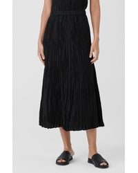 Eileen Fisher - Pleated Silk Midi Skirt - Lyst