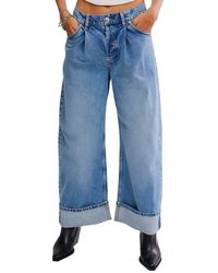 Free People - Alia Cuffed High Waist Wide Leg Jeans - Lyst