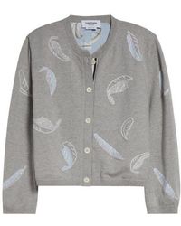Thom Browne - Feather Intarsia Cashmere Cardigan - Lyst