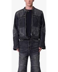 MNML - Paneled Moto Denim Jacket - Lyst
