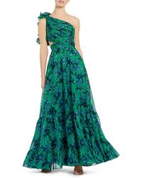 Mac Duggal - Ruffle Ruched Floral Print One-shoulder Gown - Lyst