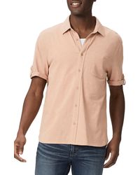 PAIGE - Brayden Roll Tab Short Sleeve Jersey Button-up Shirt - Lyst